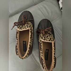 Sperry Top Sider Leopard Print Duck Shoes, Size 7